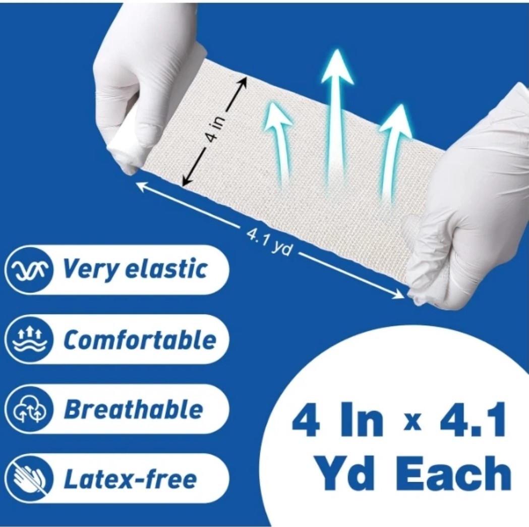 AZEN 30 Pack Gauze Rolls Bandages, 4 in x 4.1 Yards, Premium 4IN, C-30p Free Shi