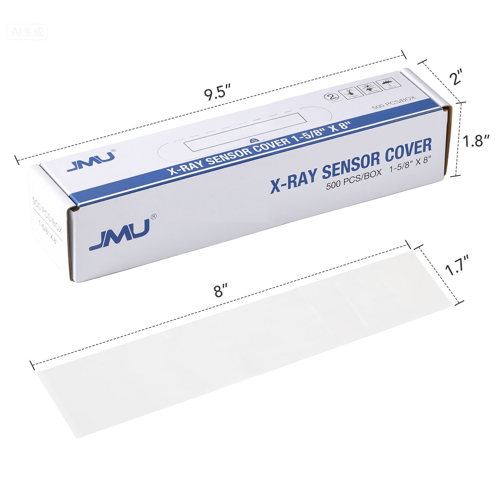 500PCS/Box JMU Dental X-Ray Sensor Covers Disposable Sensor Sleeves 2 Sizes