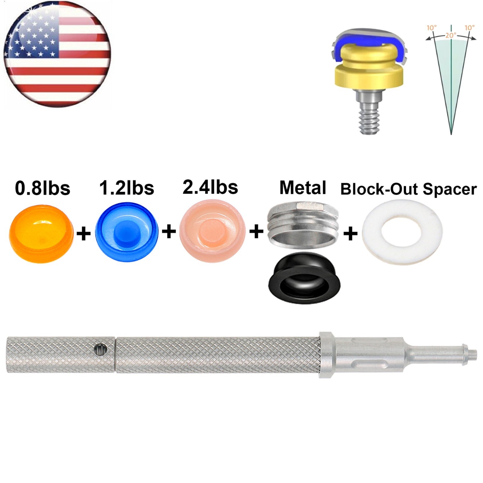 US Dental Overdenture Retention Caps Locator Core Tool Abutment Implant Inserts