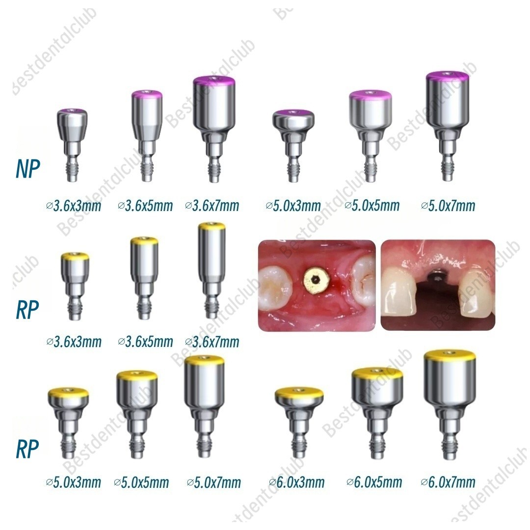 Dental Healing Cap Abutment RP NP Compatible Fit Nobel Active Yellow Purple