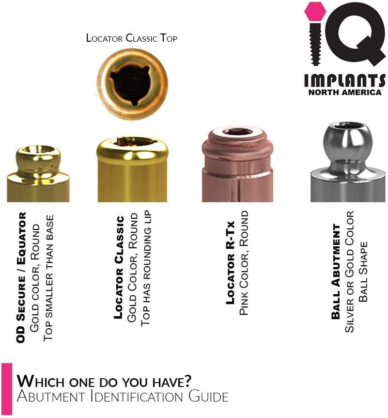 IQ IMPLANTS Locator Genuine Original Replacement Male Retention Inserts Caps, St
