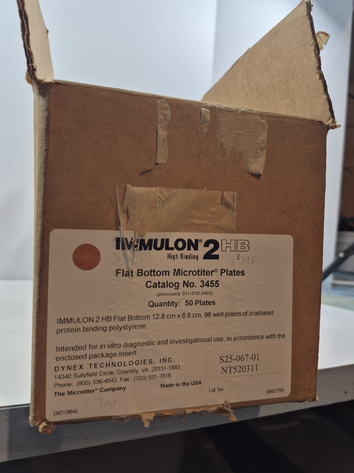 THERMO SCIENTIFIC Immulon 2HB 96-Well Clear Flat Microtiter Plates #3455 (50/Cs)