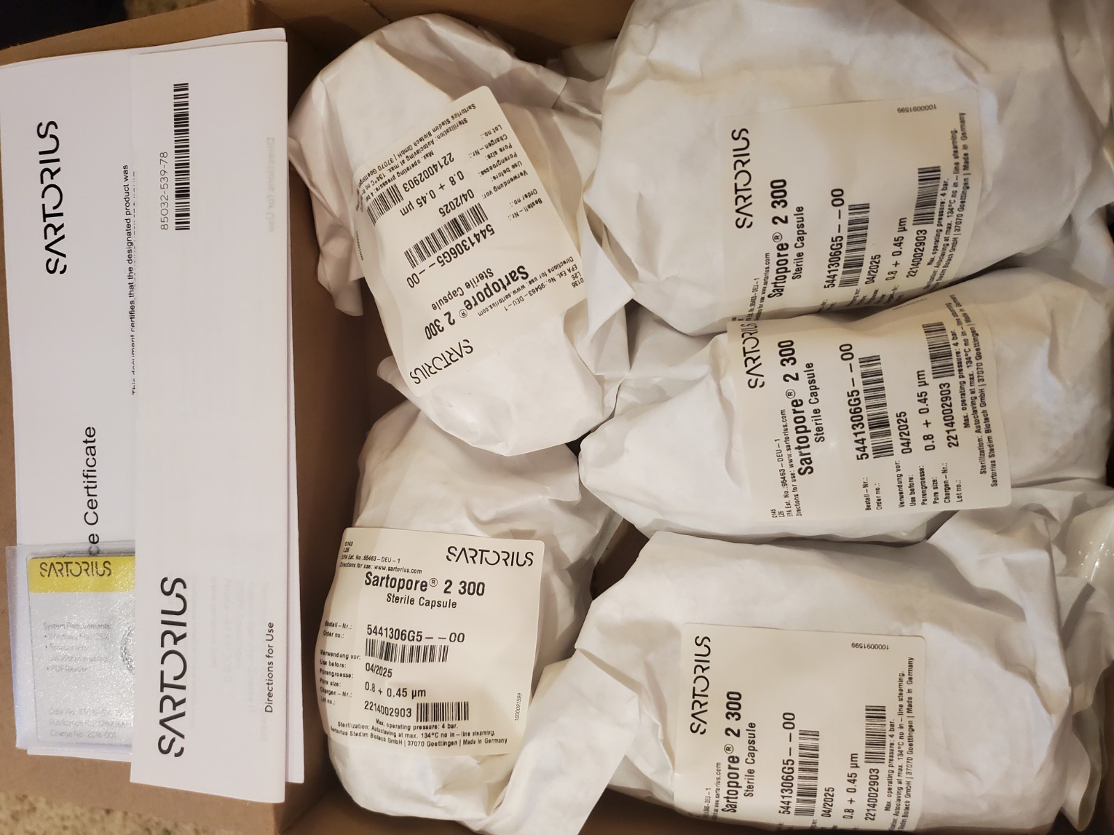 (5/Pk) SARTORIUS Sartopore 2 300 Liquid Filter Capsule 0.45um 5441306G5-00-B