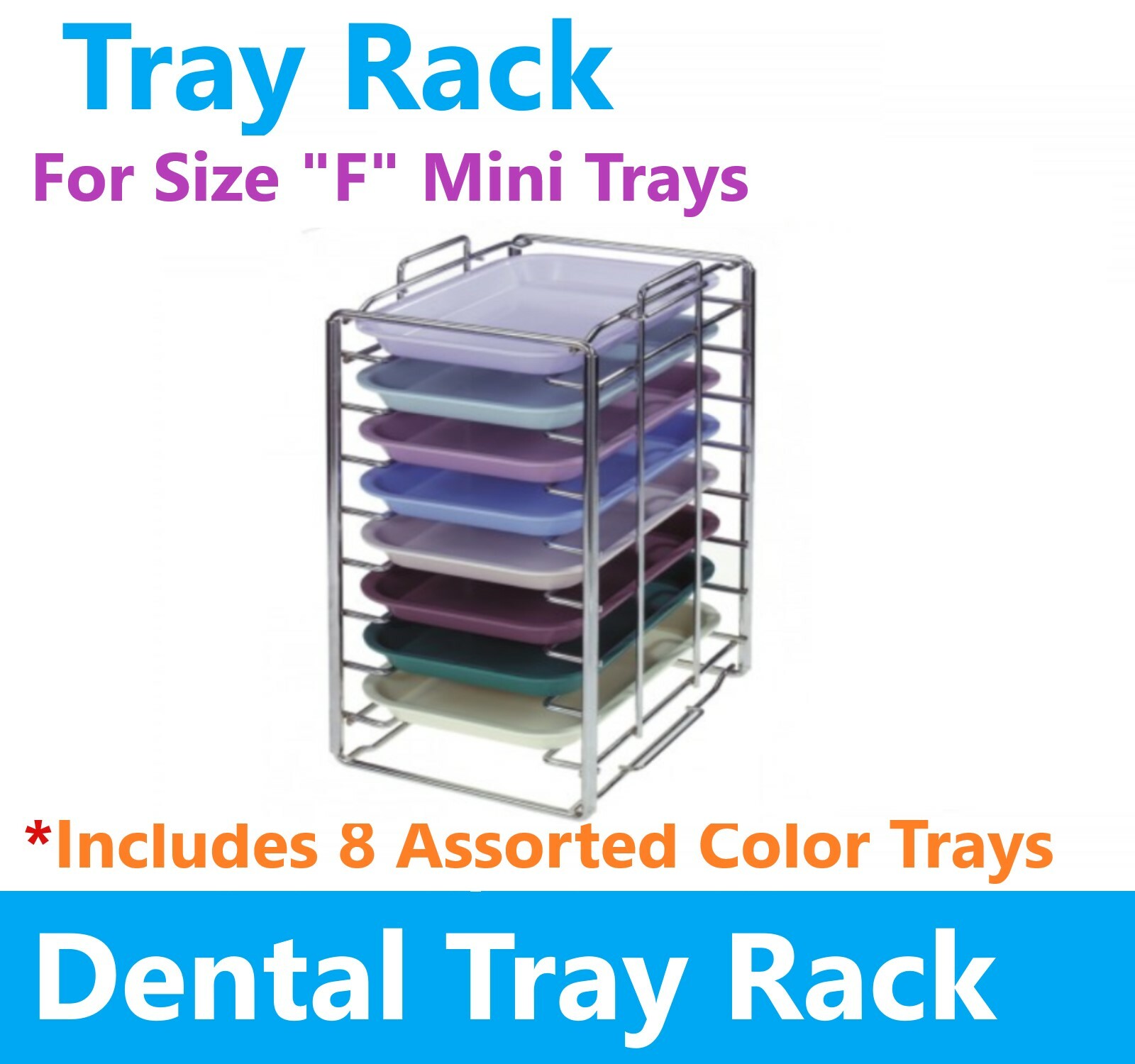 Dental Instrument Set Up F Mini Tray Rack Includes 8 “F” Assorted Trays & 6-Lids