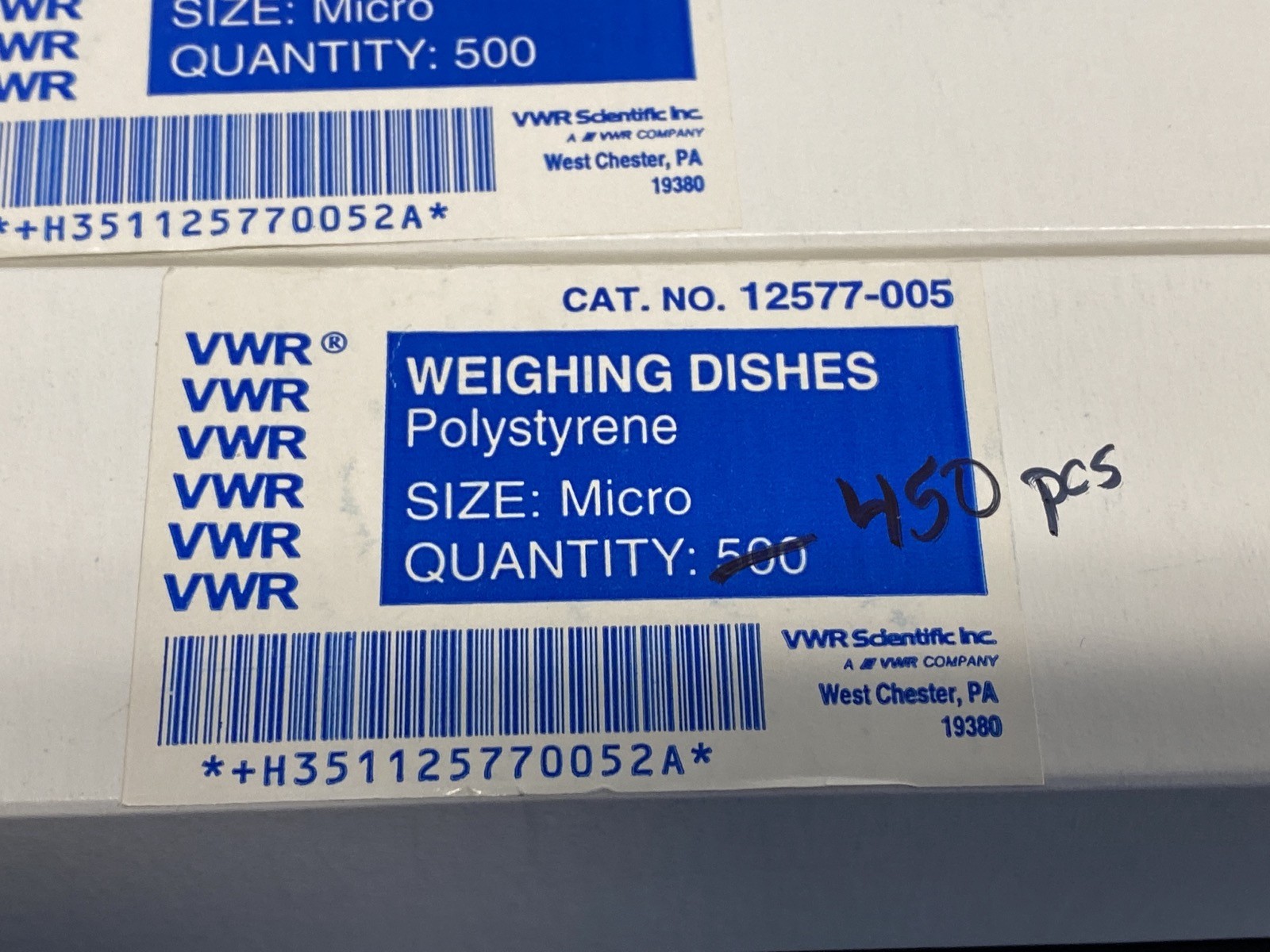 (2950) VWR 7mL Small Polystyrene Weighing Dishes 44mm x 44mm x 7.4mm 12577-005