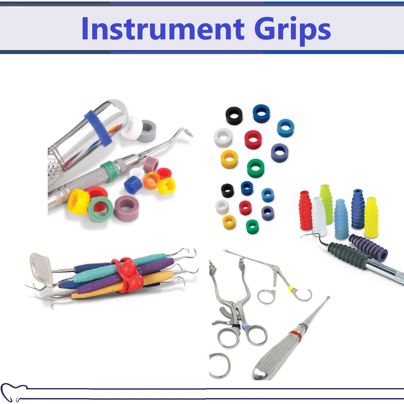 Dental Instrument Grips Silicone Color-Code For #2 #4 and #6 Handles 24/Bx