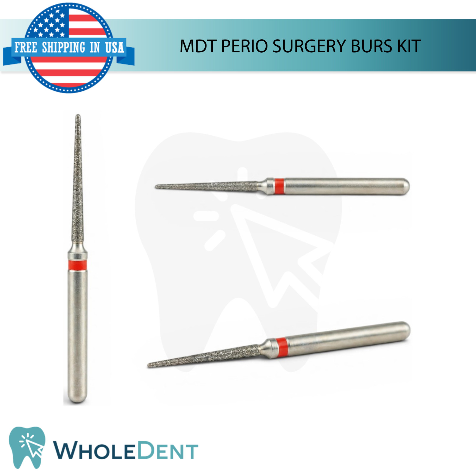 MDT Perio Dental Burs Kit 13Pc Stainless Steel Diamond Coated B0ne Shaping Tool