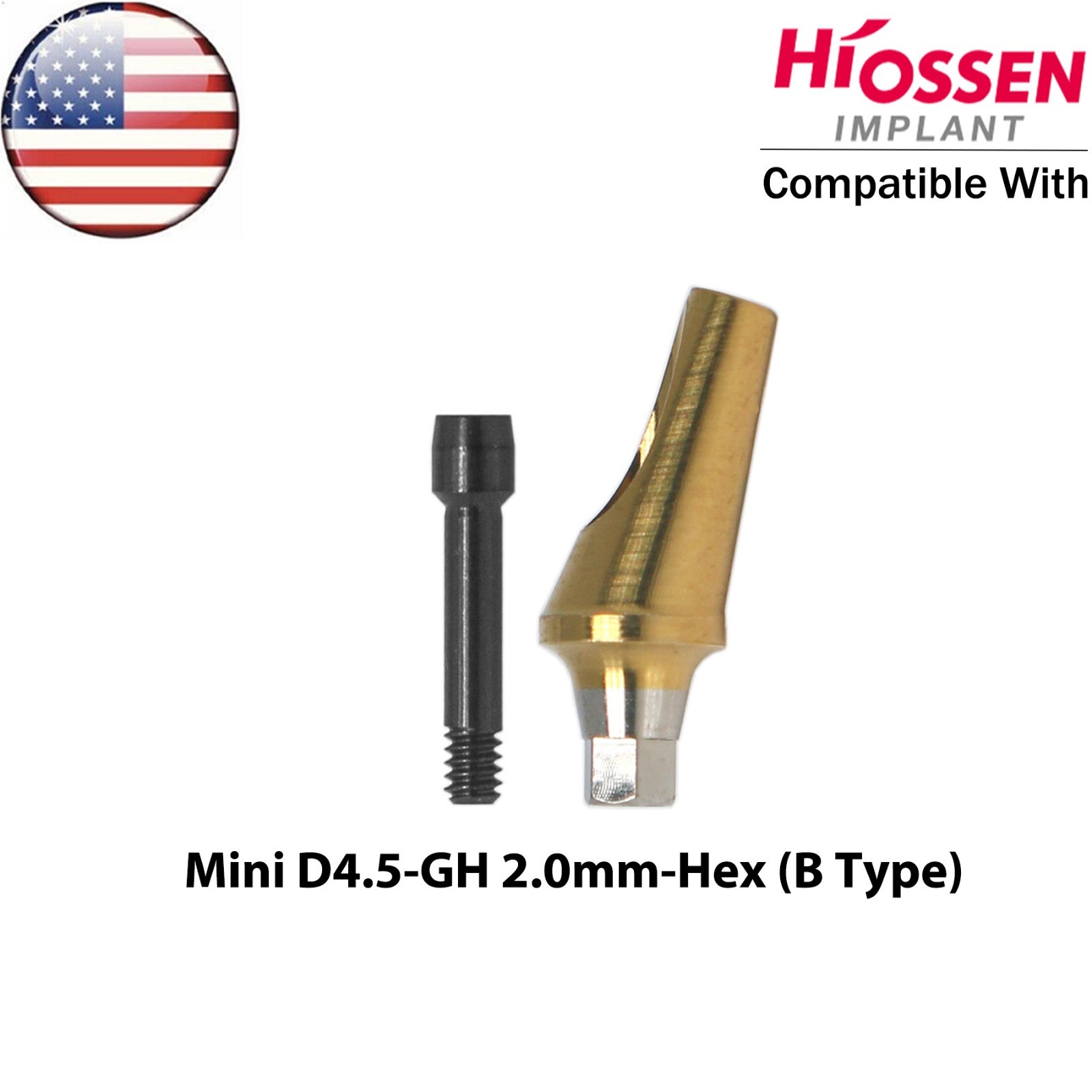 US Dental 17° Angled Anatomic Abutment For Hiossen Osstem Mini Ø4.5mm Platform