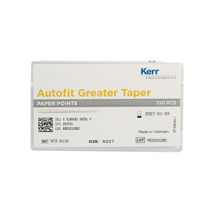 Endodontics obturation Autofit Greater Taper Paper Points By Kerr (100/Pack)