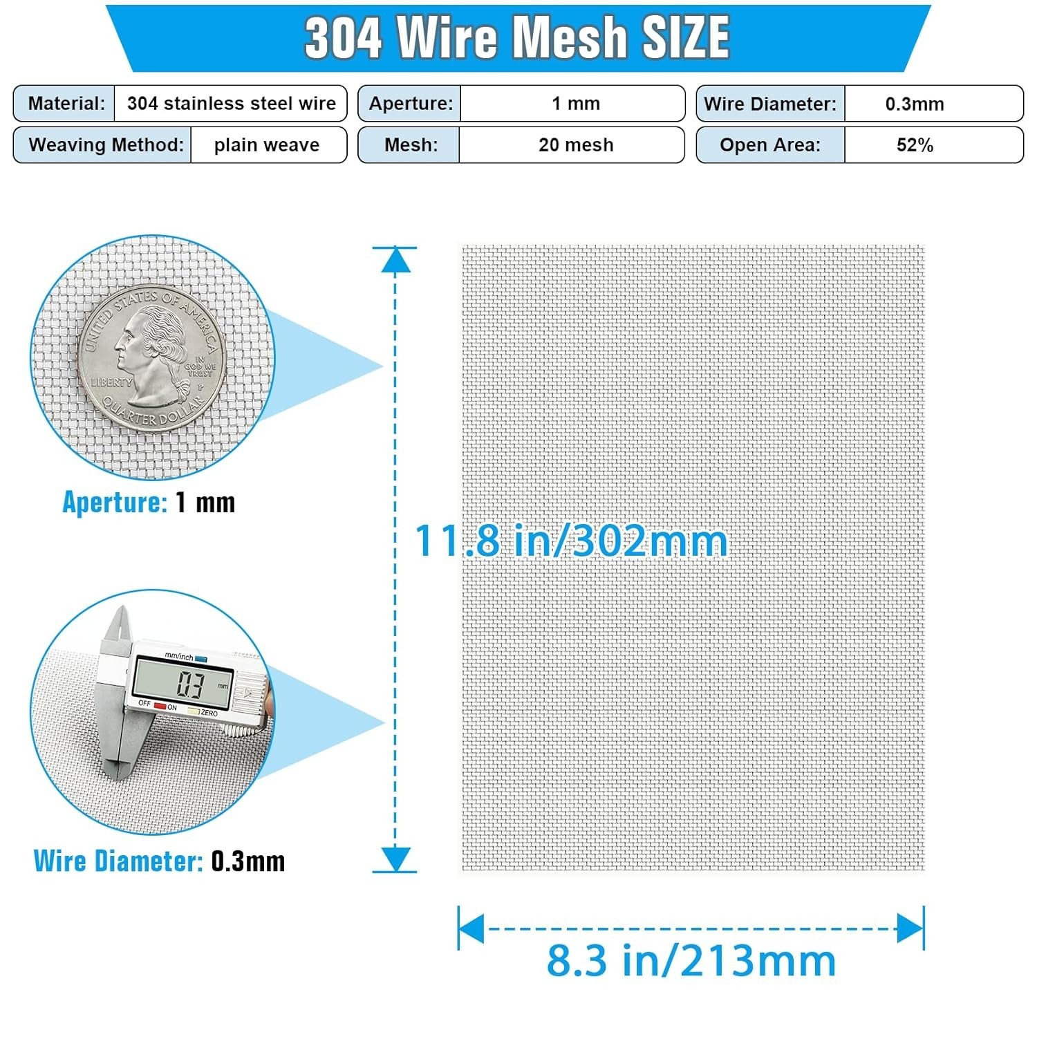 Bendable Stainless Steel Wire Mesh Sheets – 8.3″ x 11.8″ for Custom Applications