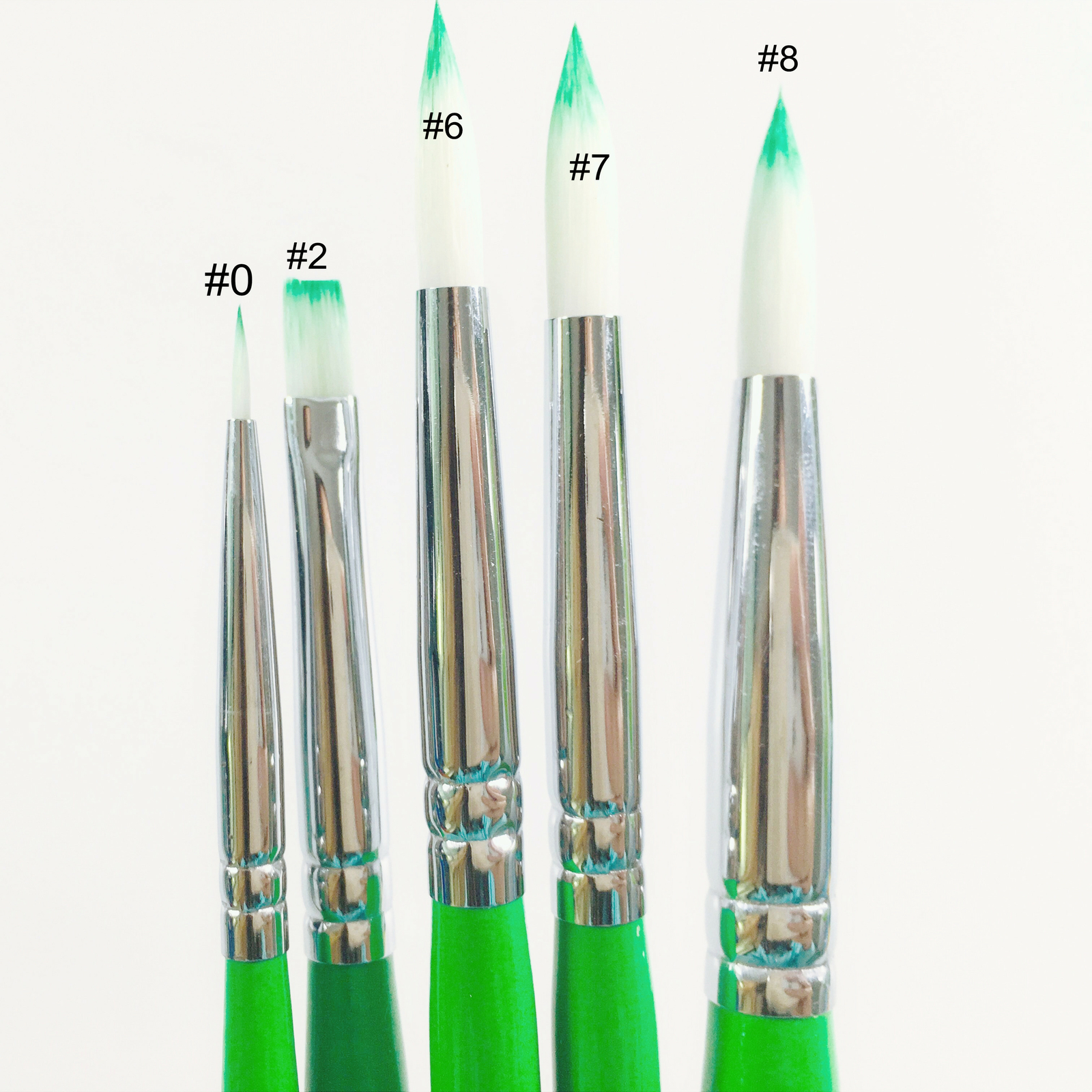 5pcs/Set Dental Green Porcelain Nylon Hair Brush Pen For Dental Lab #0 2 6 7 8