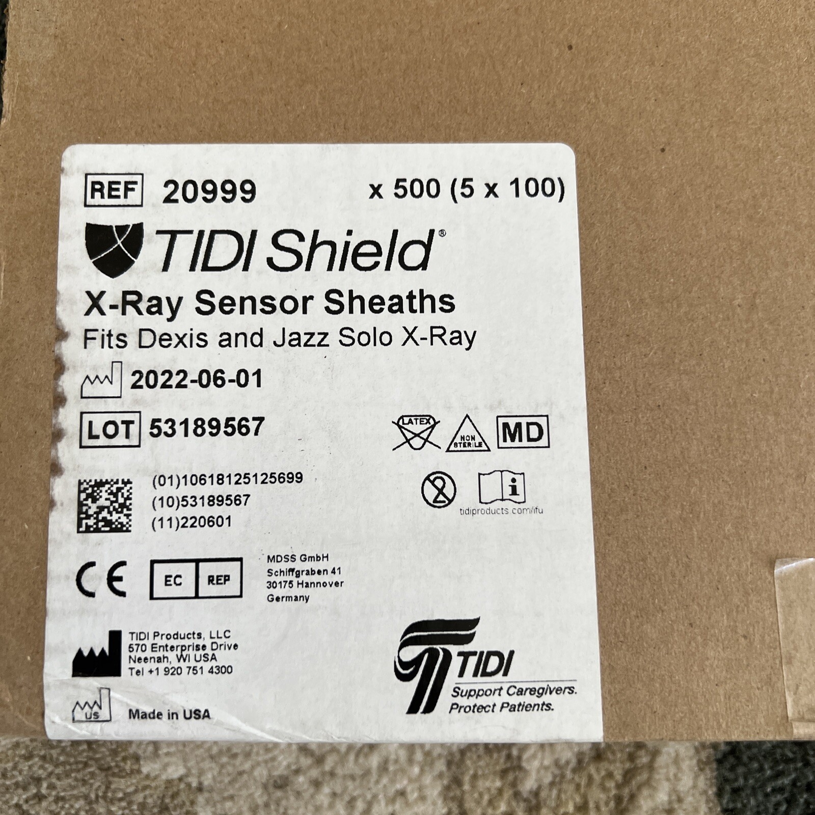 TIDI Shield X-Ray Sensor sheaths fit Dexis and jaz solo xray 500(5×100)
