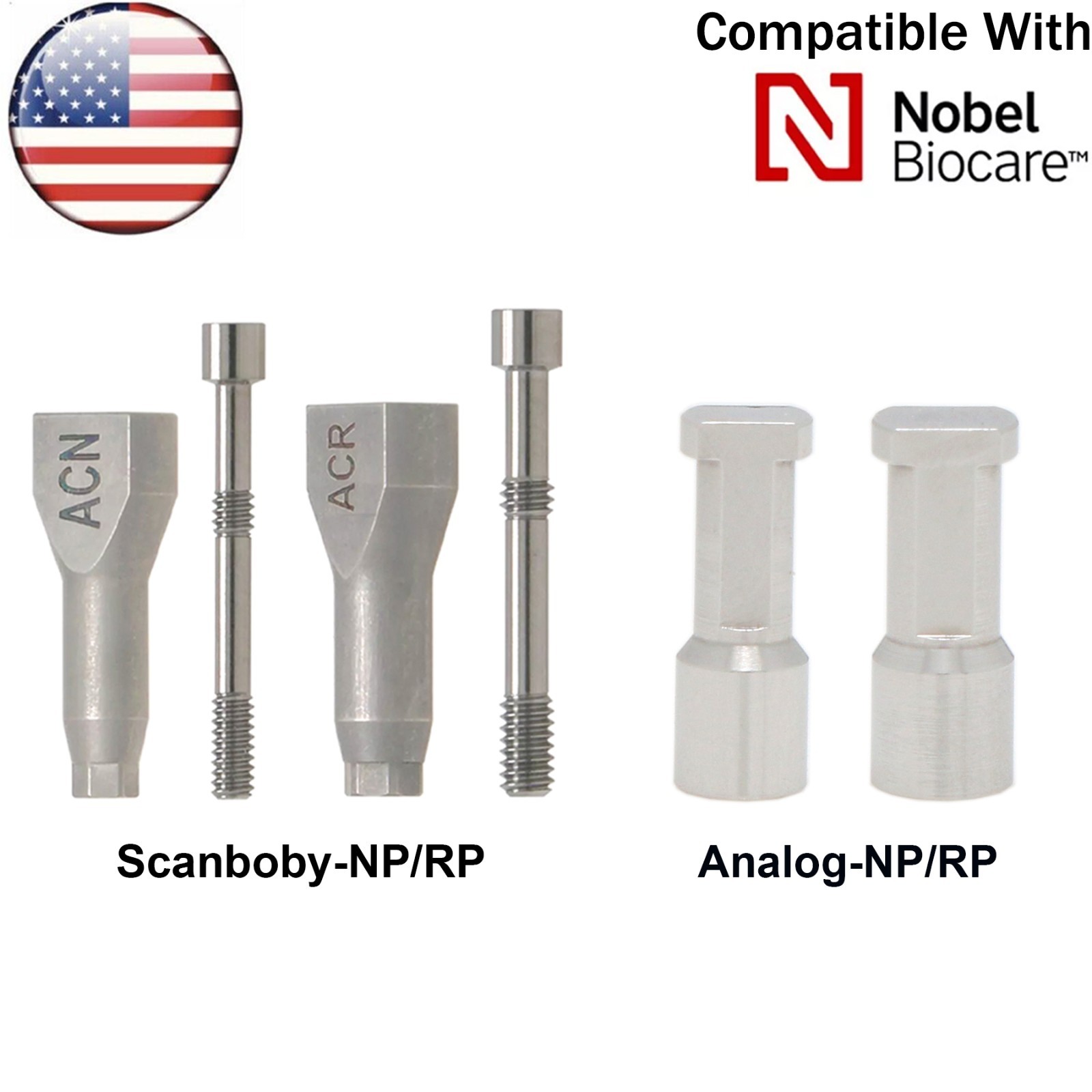 US Fits Nobel Active Healing Cap Abutment Transfer Coping Open Closed Tray NP/RP