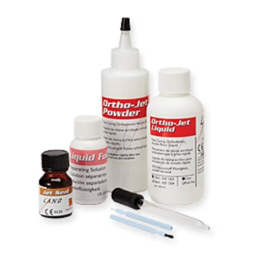 Ortho-Jet Self-Curing Acrylic Clear Resin Kit: powder, liquid, dropper & brushes