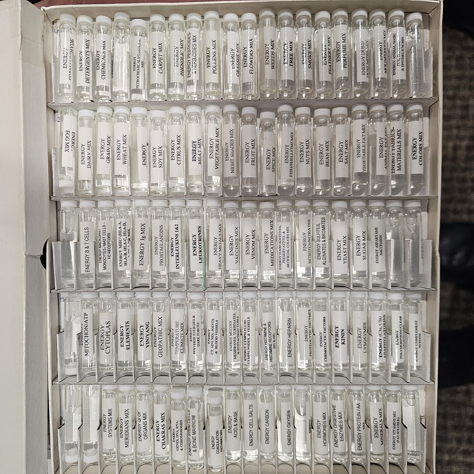 Jaffe-Mellor Technique Bioenergetic Testing Vials – Allergy Kit
