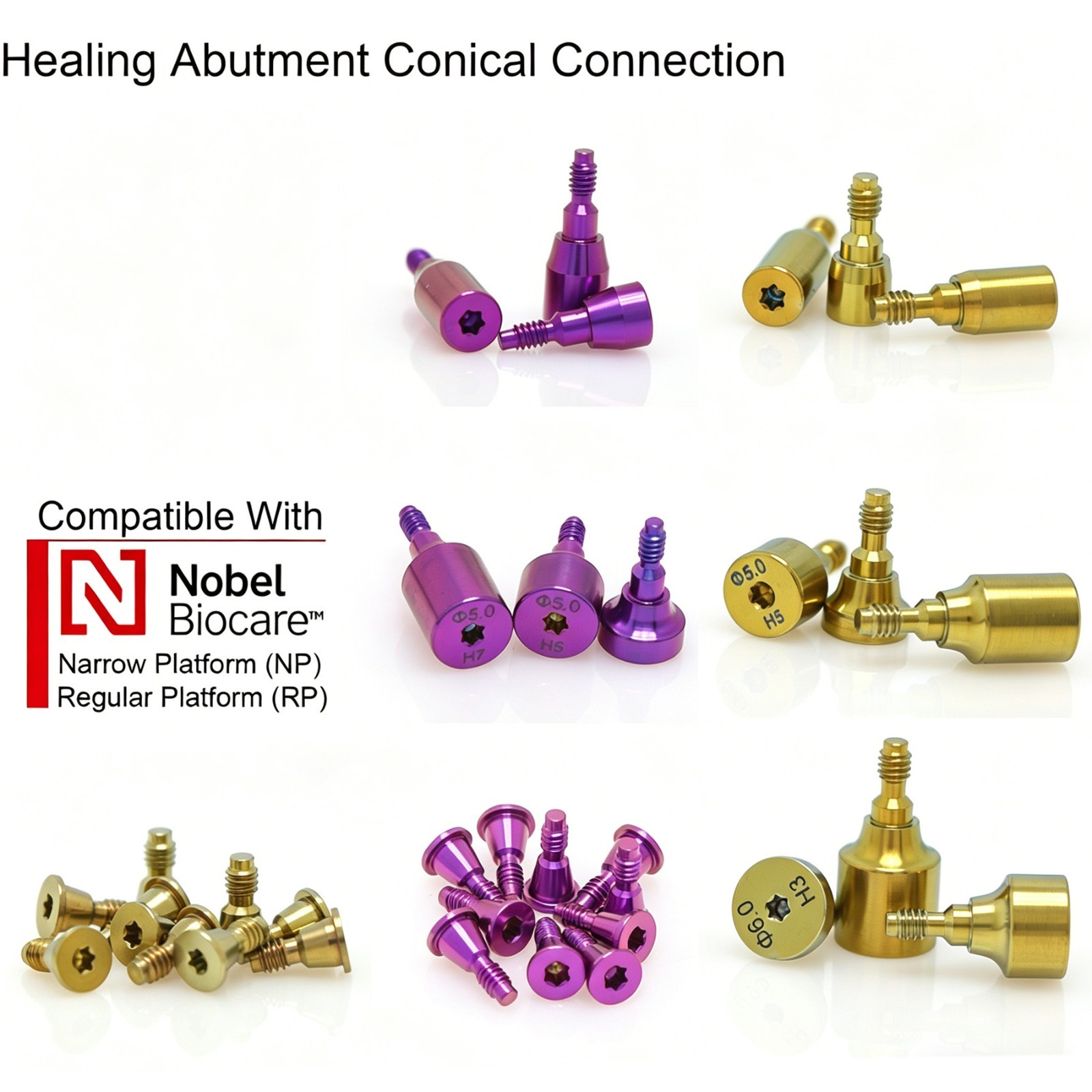 US Dental Healing Cap Closure Cap NOB RP NP Conical NobelActive Implant Abutment