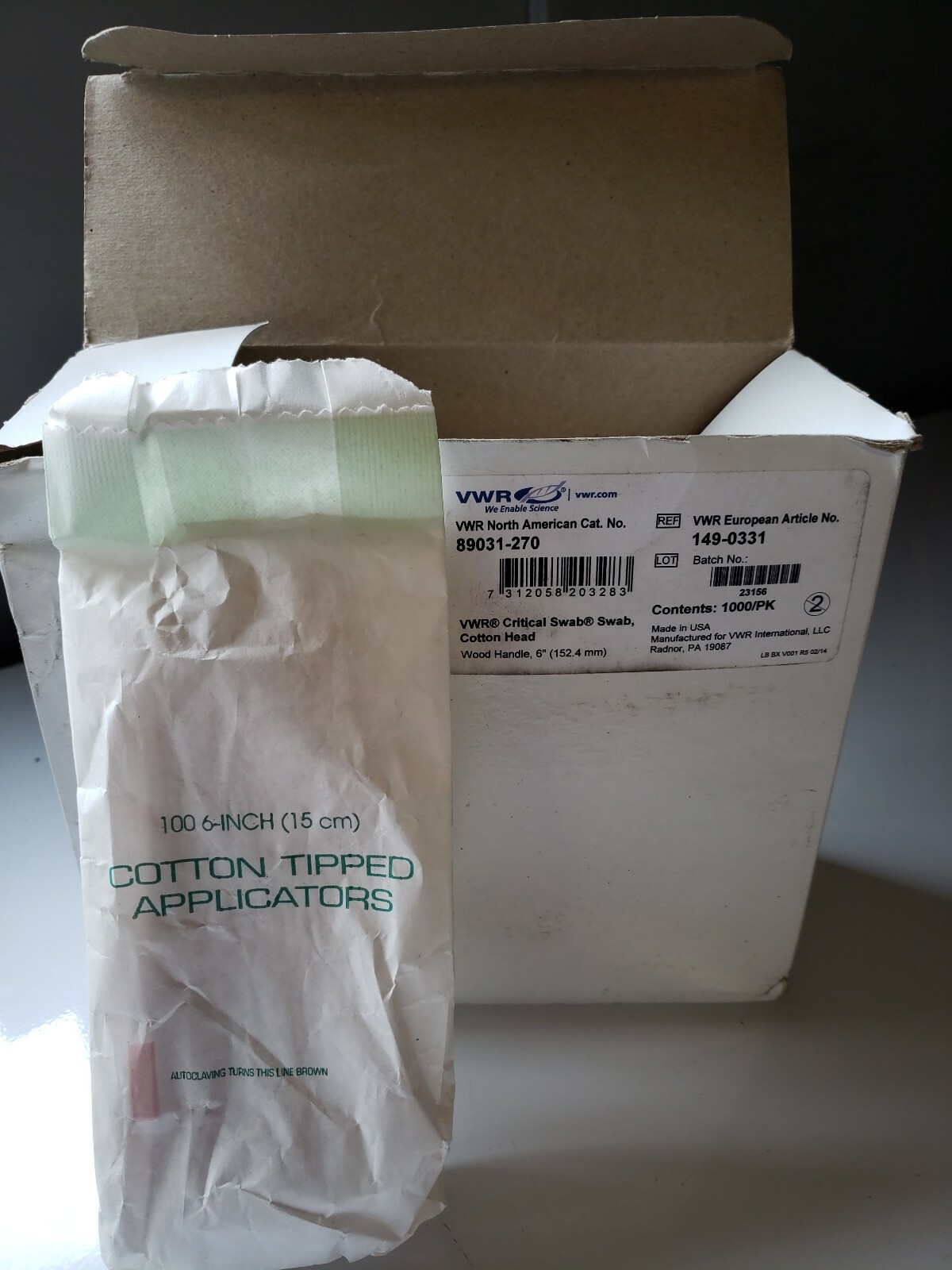 VRW Critical Swab Swab, Cotton Head Wood Handle, 6″