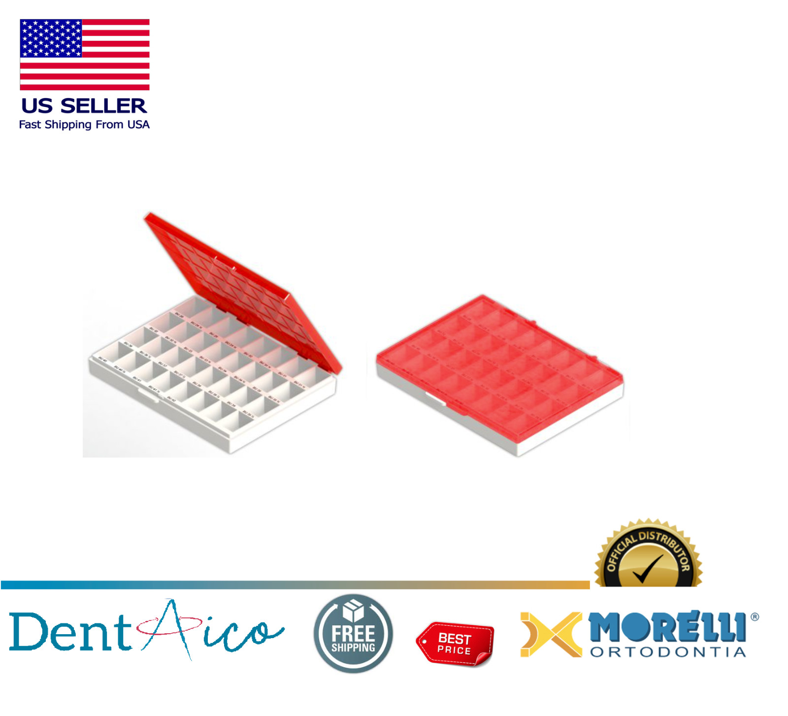 Box for orthodontics bands Universal upper R/L red Orthodontic product Supply