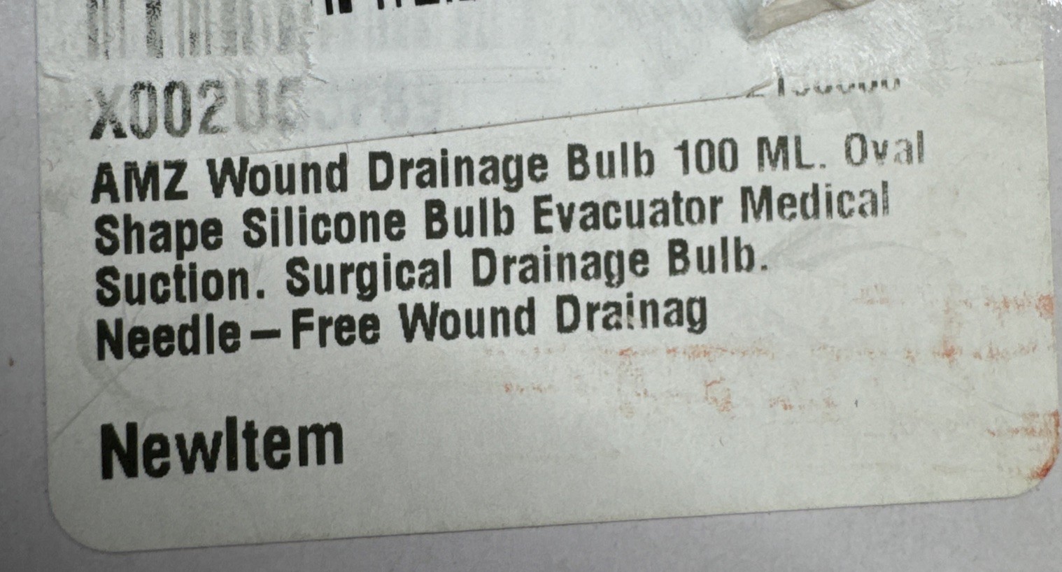 Wound Drainage Bulb Evacuator, 100 ML, Oval Silicone, Medical Suction Reservoir