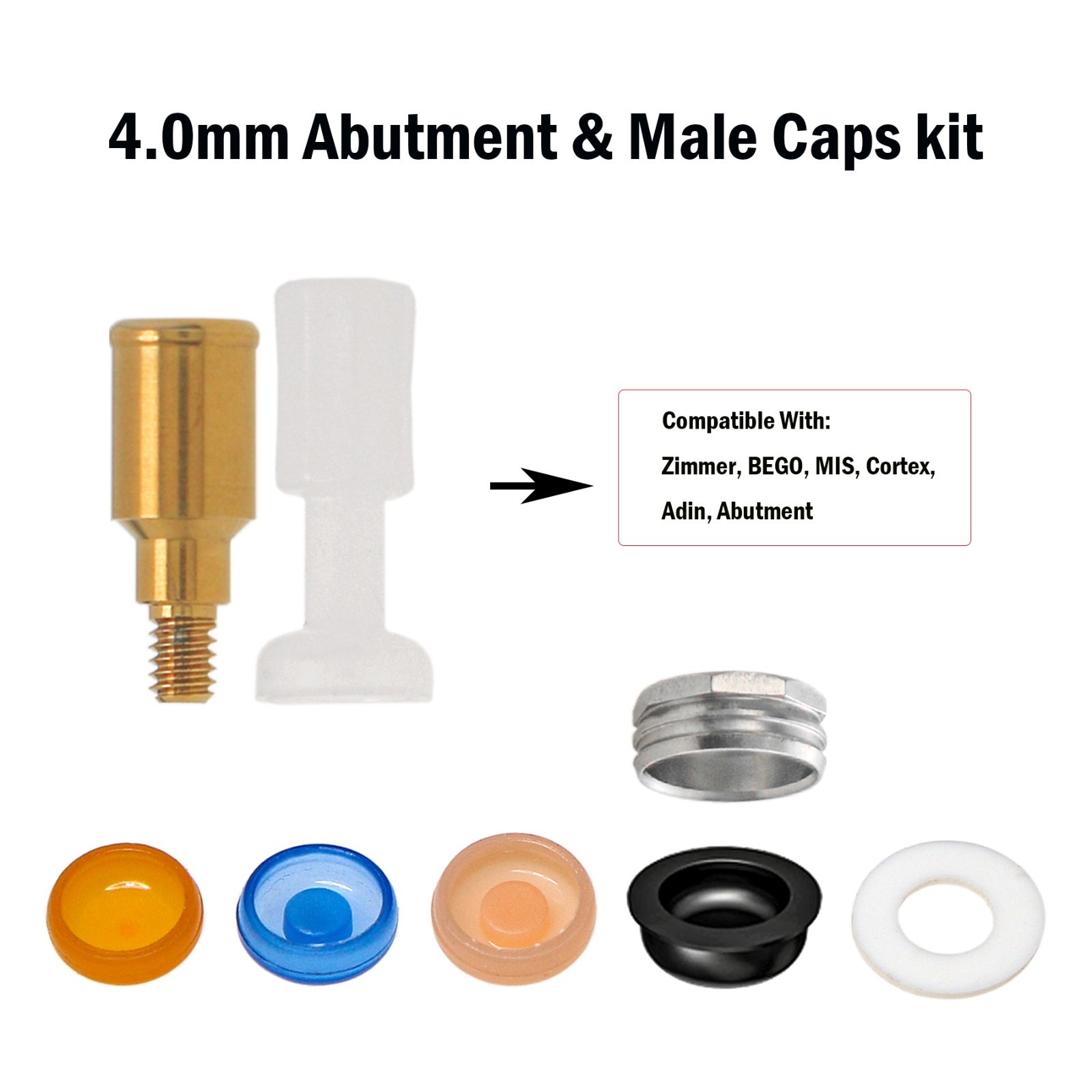 US Zimmer Screw-Vent 3.5mm Platform Abutment 1.0-5.0mm Overdenture Compatible