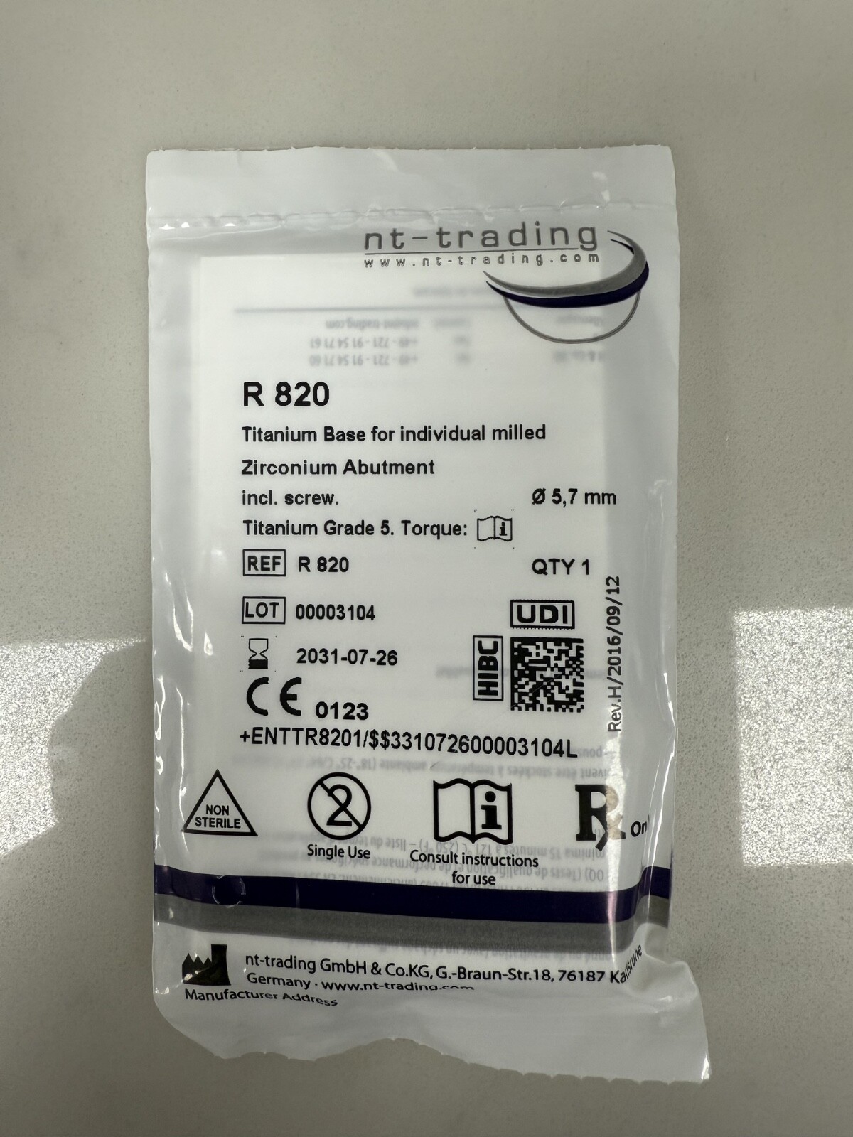 NT trading Ti Base Abut. Screw 5.7mm (Ref# R820) 7 ti bases