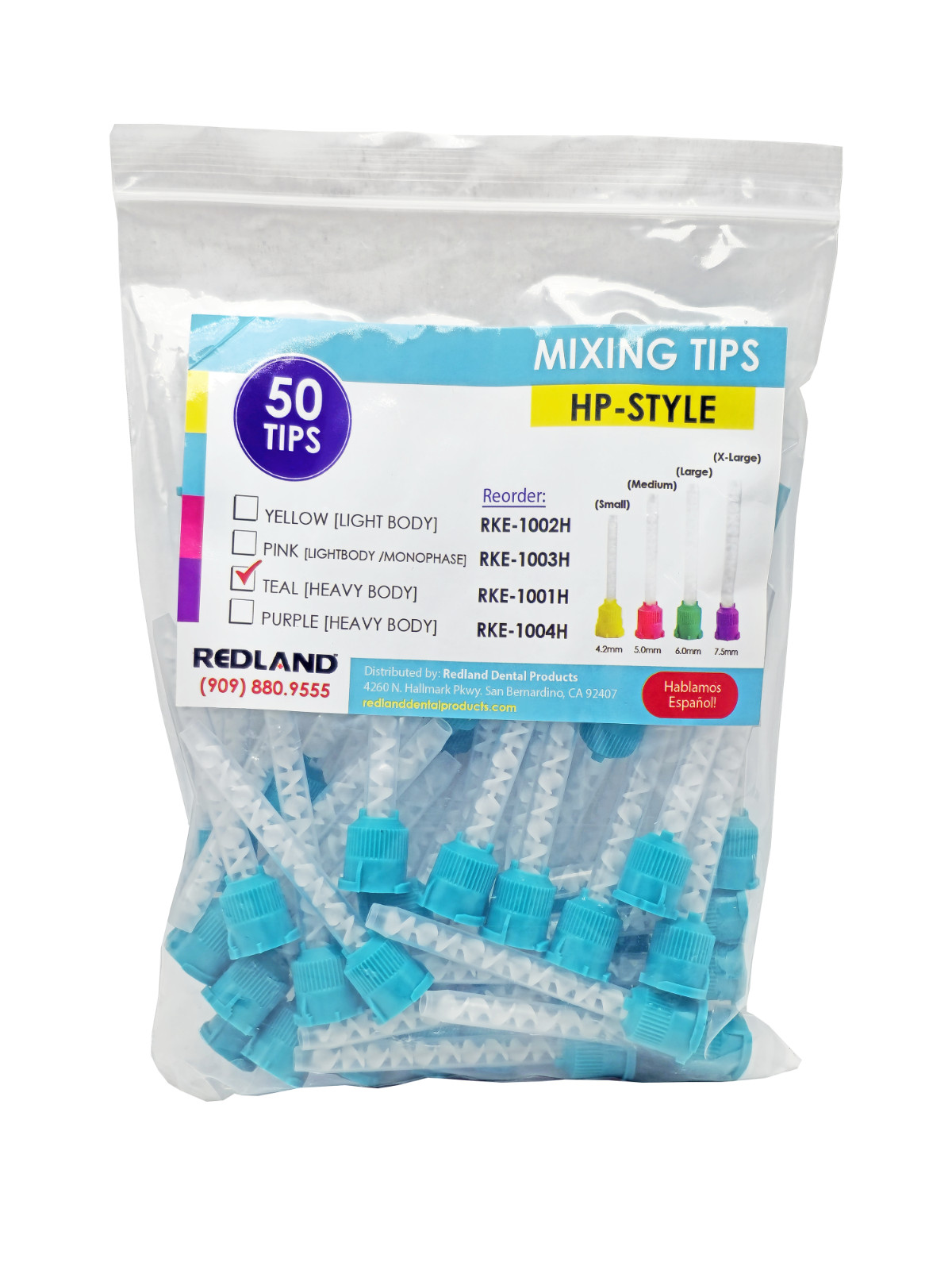 REDLAND HP Green/Teal 6.5 mm Impression Heavy Body Mixing Tips (50 PK)
