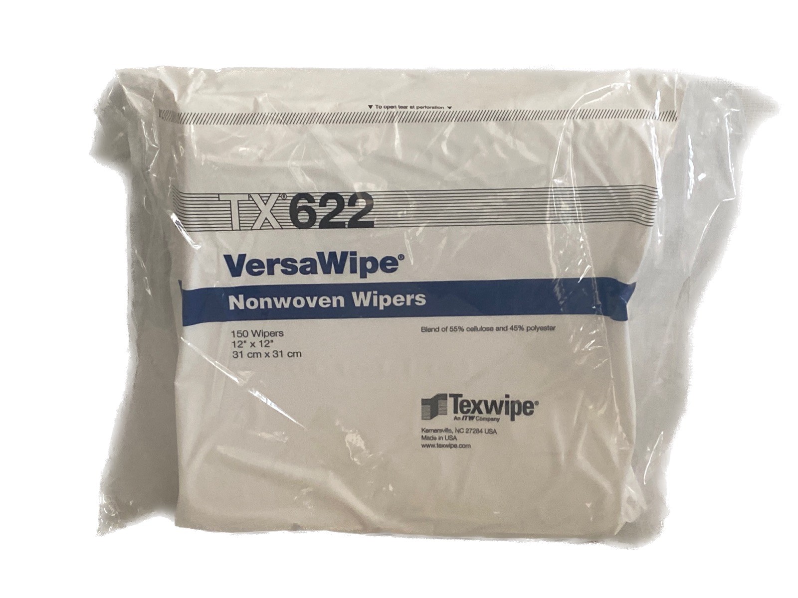 (150/Pk) TEXWIPE VersaWipe Dry Non-Woven Cleanroom Wipers 12”x12” NS TX622