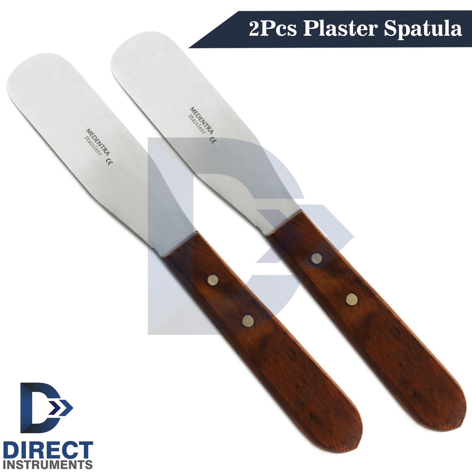 2Pcs Dental Plaster Spatula Lab Alginate Mixing Gypsum Scraper 8.5” Wood Handle