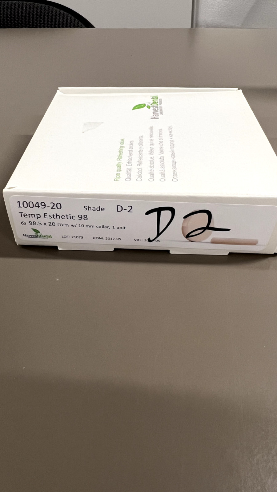 Harvest Dental Temp Esthetic D2 20mm
