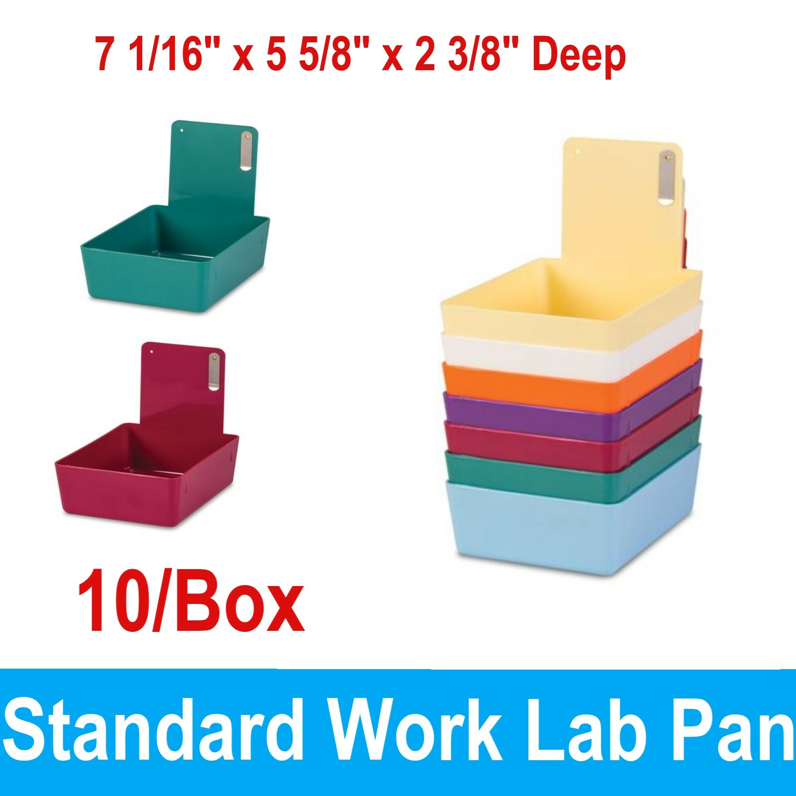 10pcs Dental Lab Working pans Plastic Storage Container Retainer Box with Clip