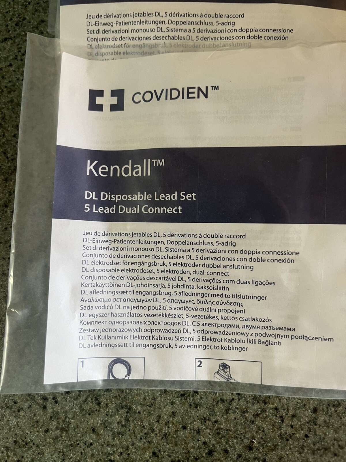 Lot Of 5 Covidien Kendall 33136 Disposable Lead Set 5 Lead Dual Connect