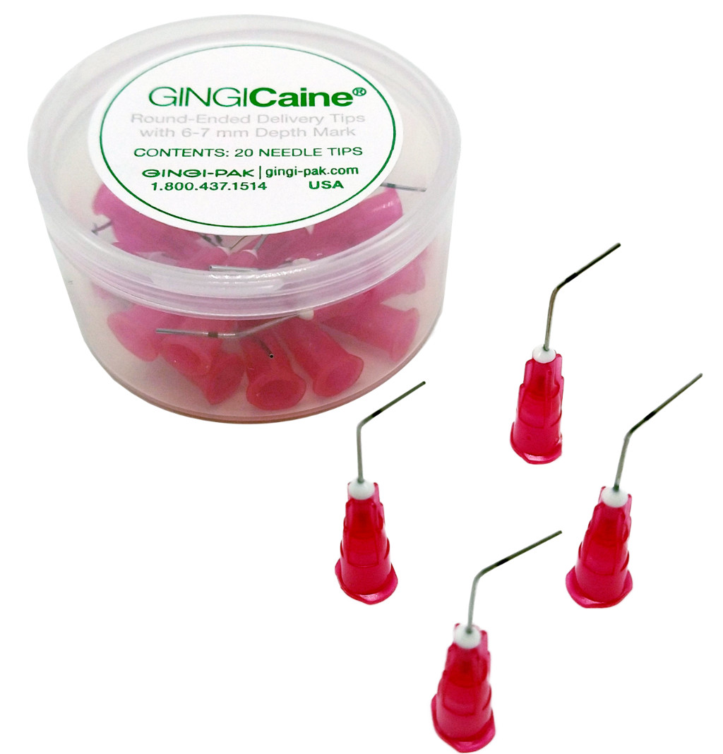 GINGICaine Round Ended Delivery Pink Special Tips with 6-7 mm Depth Mark 20/Box