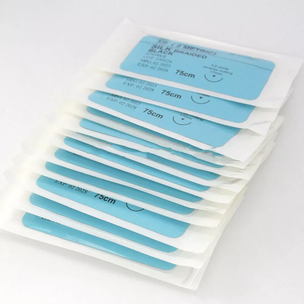 Dental Non-Absorbable Surgical Practice Braided Suture Silk Train Test 3/0 4/0
