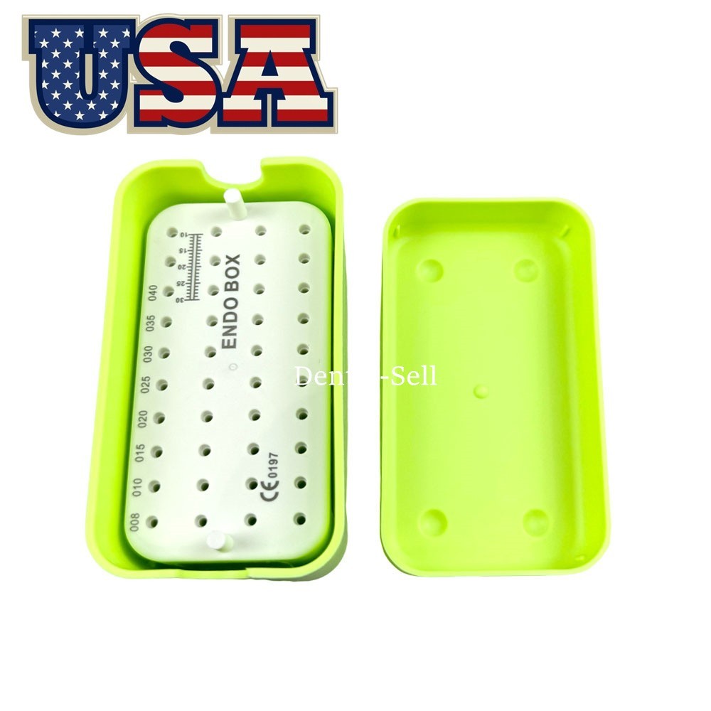 40 Holes Dental Endo Burs Box Endodontic Files Holder Disinfection Box w Ruler