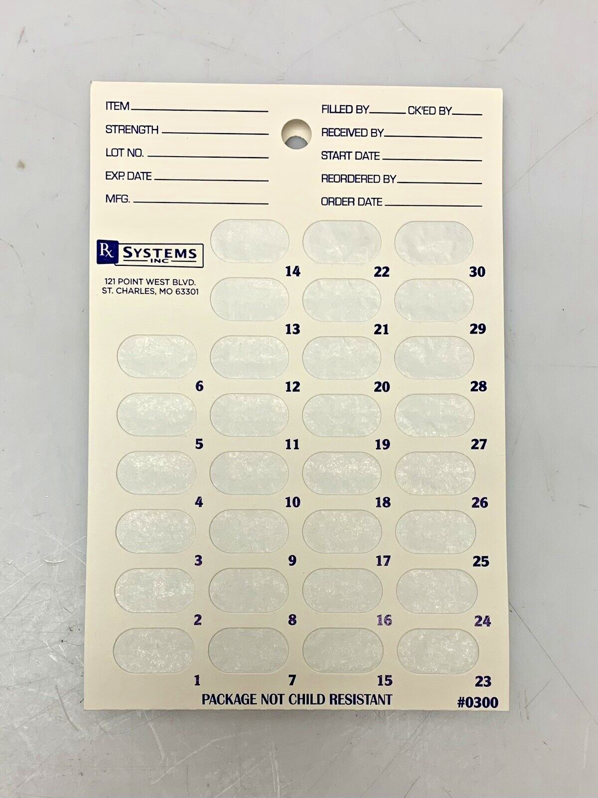 Box Of 250 Omnicell SUREMed 30-Days Coordinating Blisters #0300