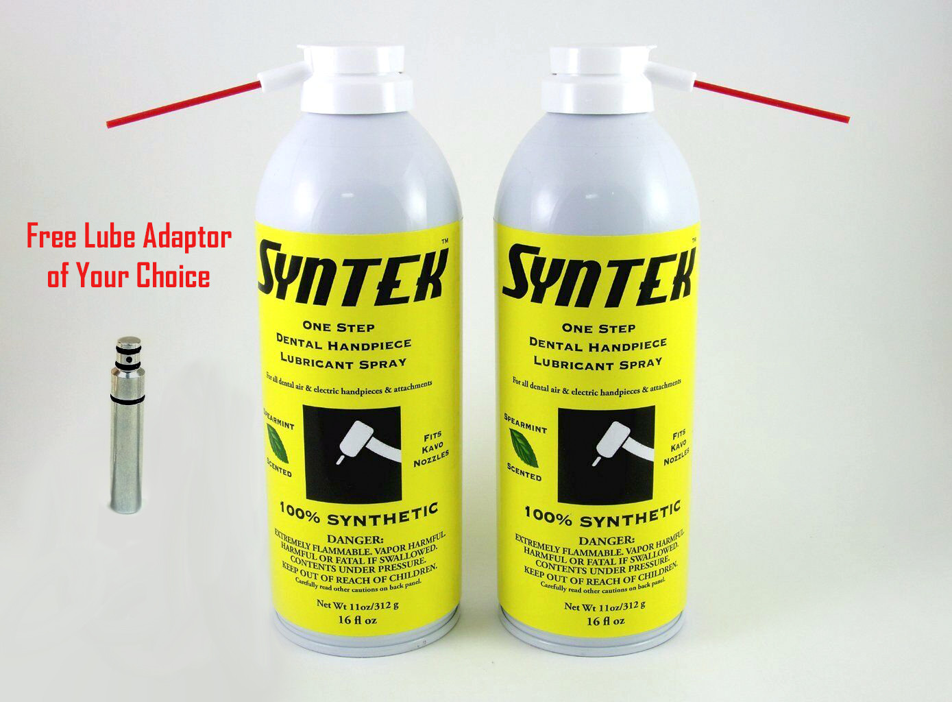 2 PK Syntek Synthetic Dental HP Oil Lubricant Aerosol W/ FREE LUBE ADAPTER!