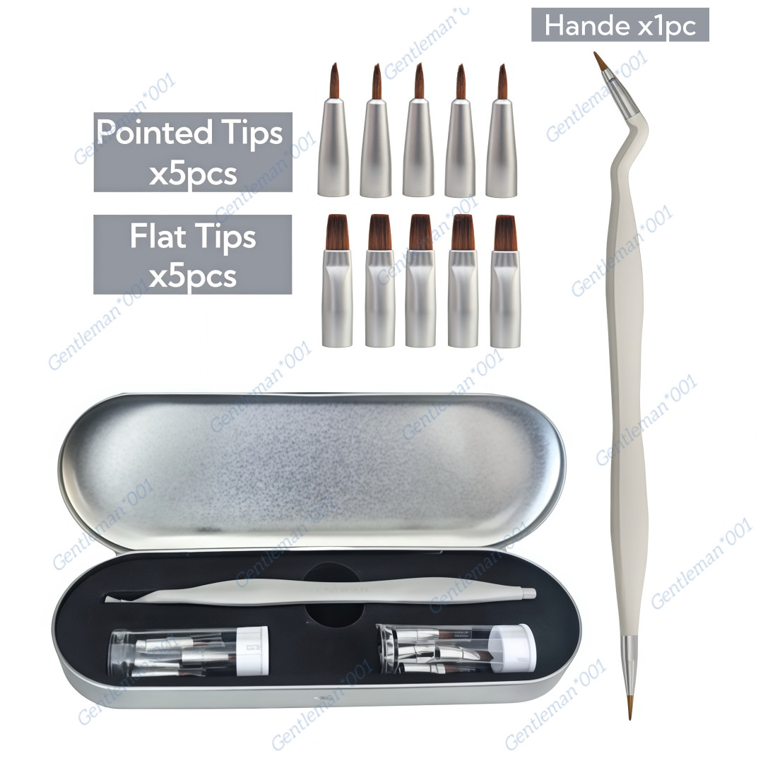 Dental Brush Pen Replaceable Brushes Tips Straight Curved Head Mini Micro Brush