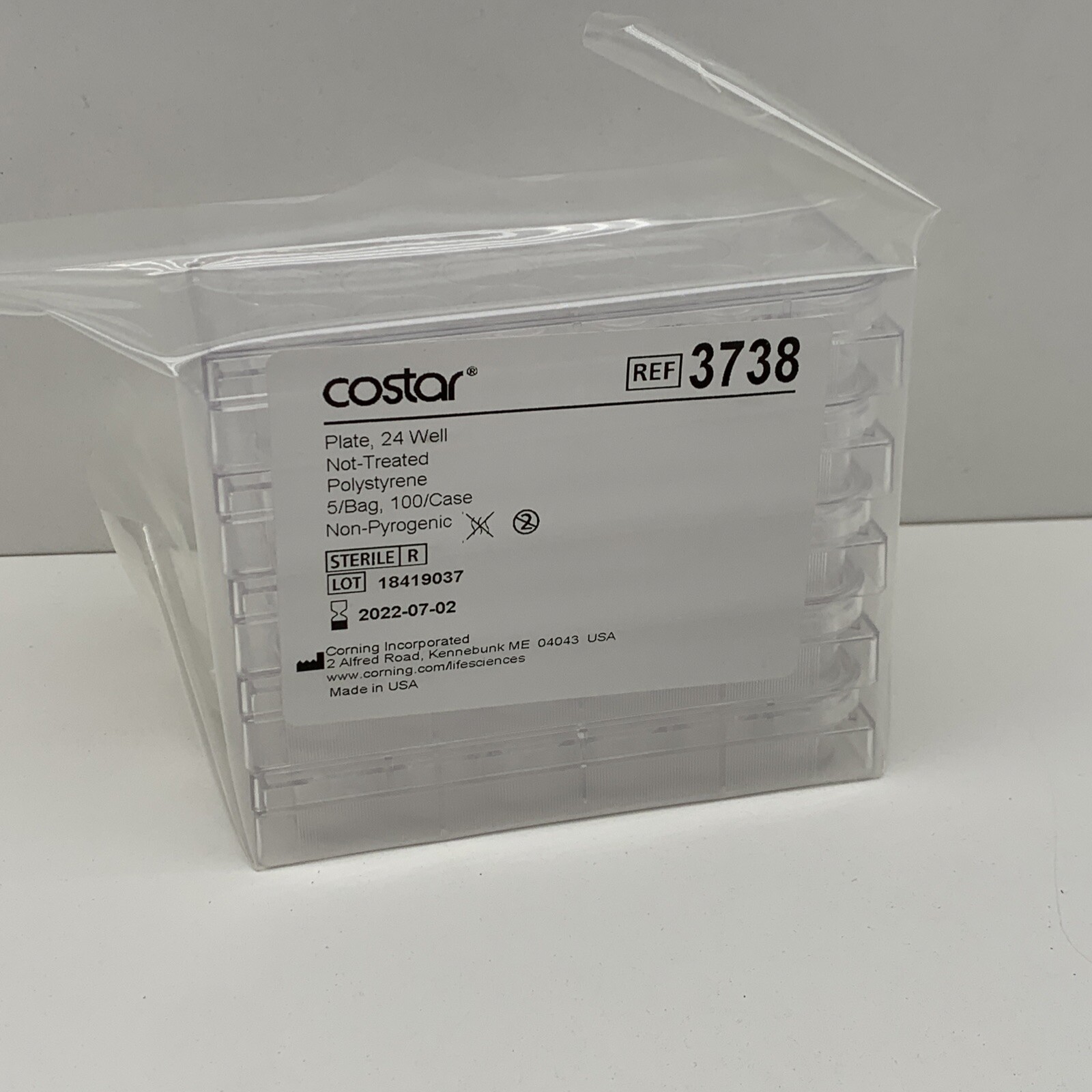 (100-Pack) Corning 3738 Costar Not Treated 24-Well 3.4 mL Plate, Sterile EXPIRED