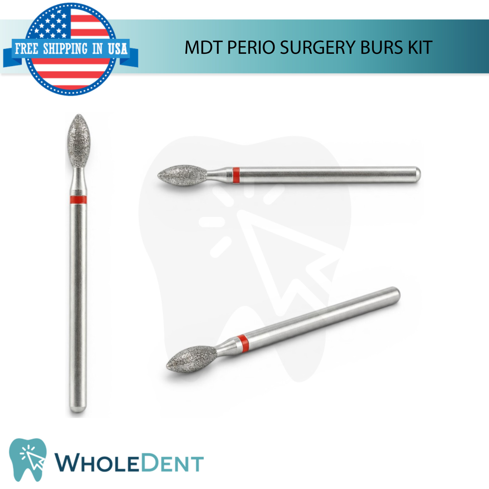 MDT Perio Dental Burs Kit 13Pc Stainless Steel Diamond Coated B0ne Shaping Tool