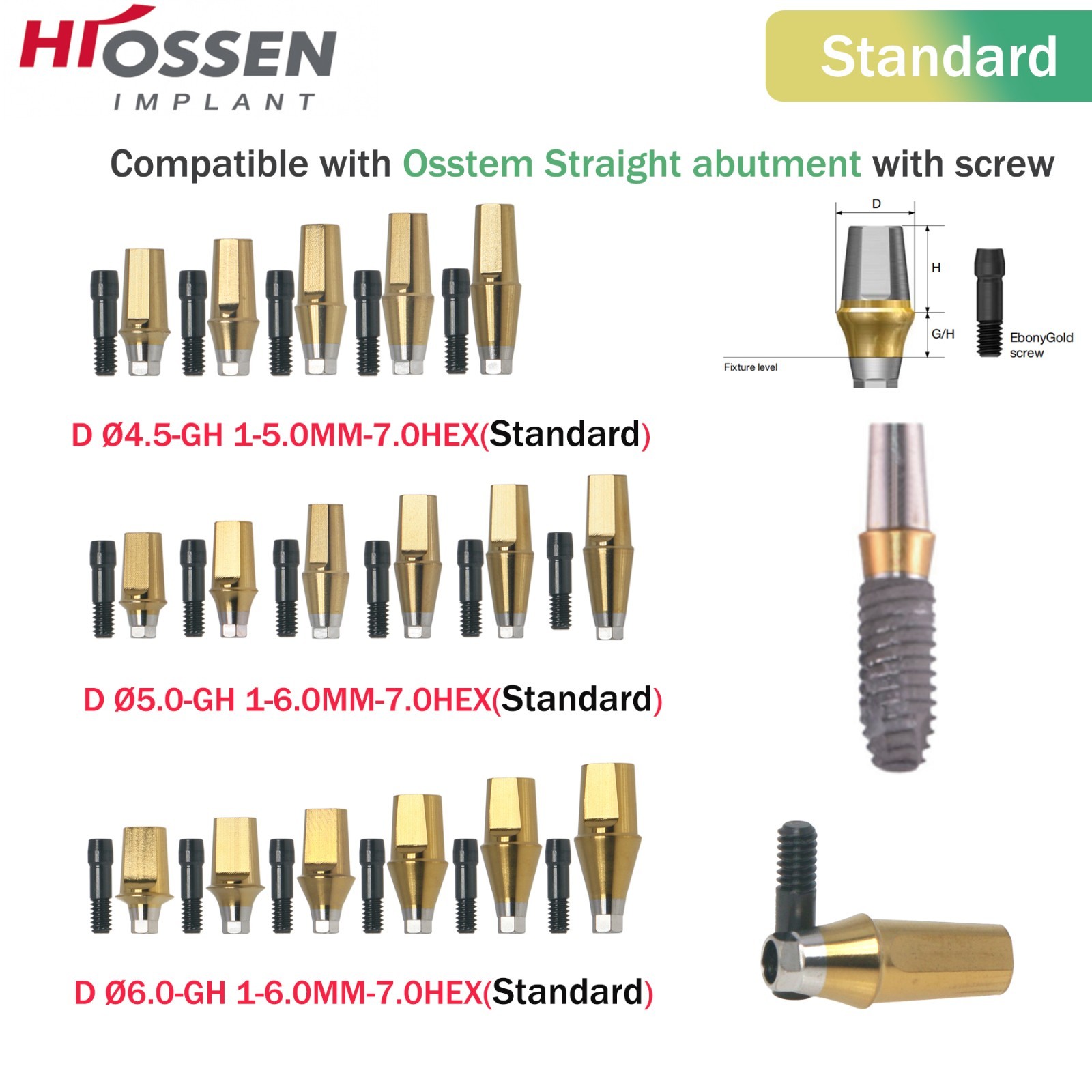 Implant Sinus Lift Temporary/Straight Transfer/Angled Abutments Fits Hiossen Oss