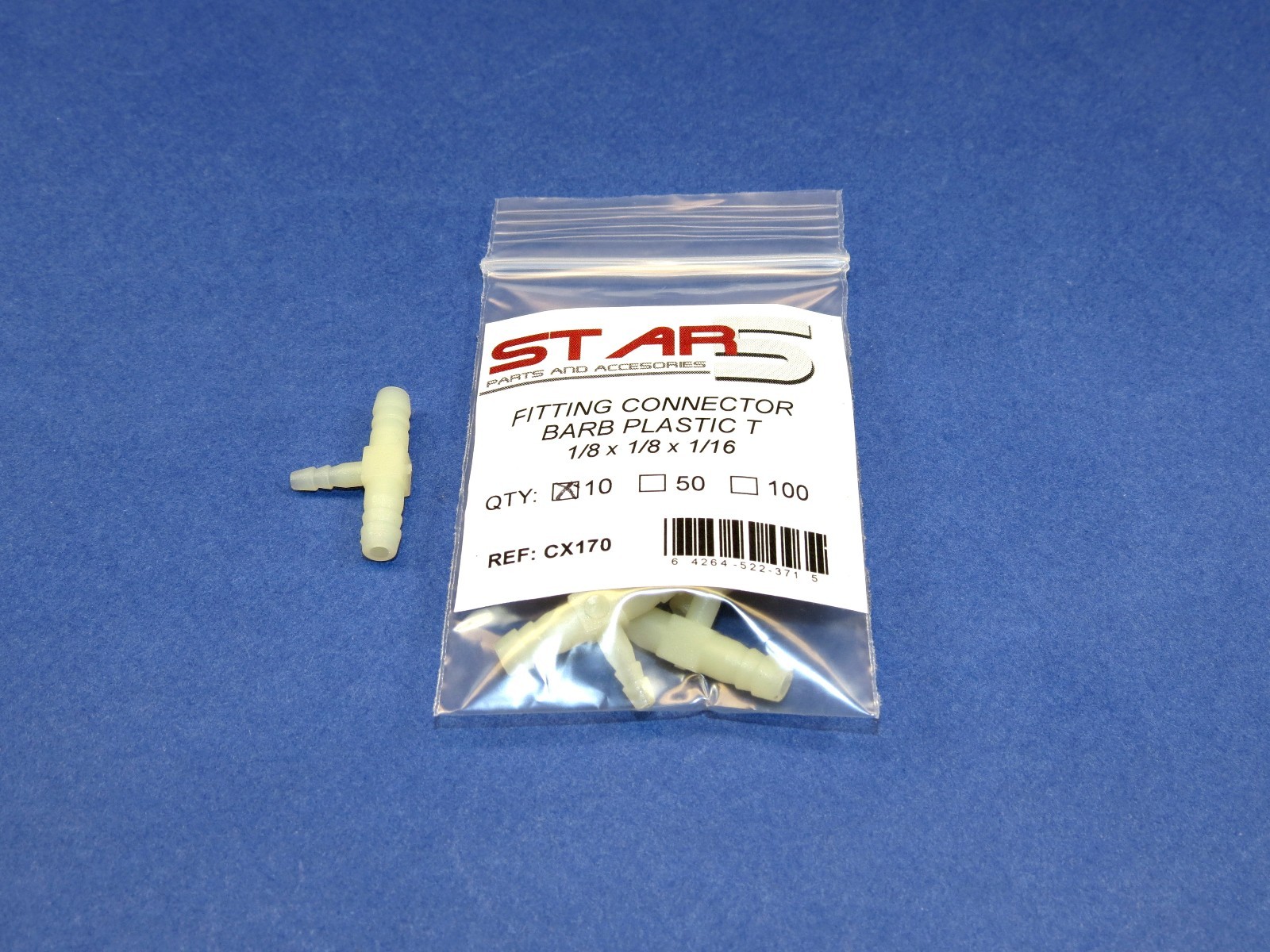 Dental Fitting Connector 1/8” X 1/8″ X 1/16″ Barb Plastic Set /10 Pcs STAR5