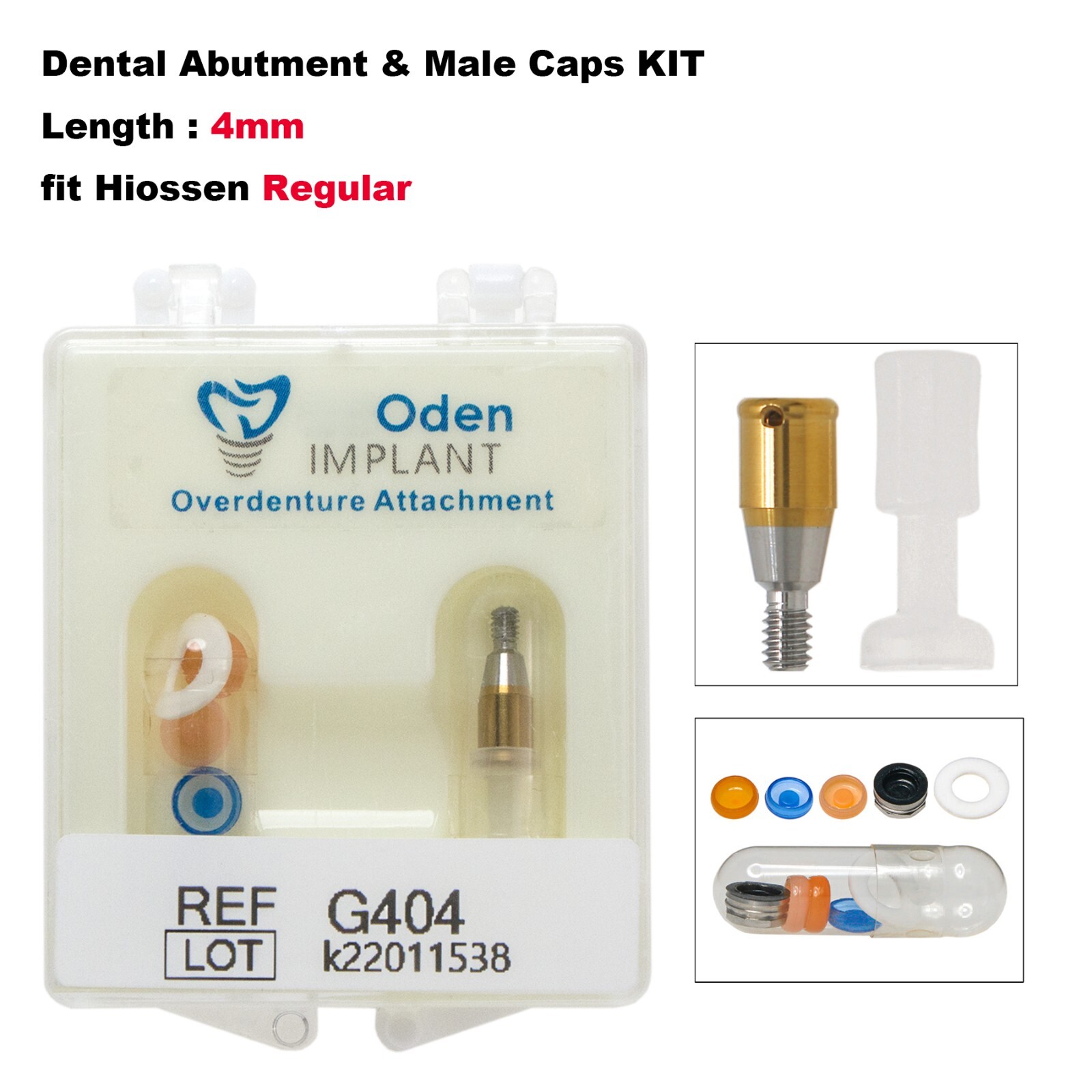 Dental Hiossen Locat0r Abutment Mini/Regular 3-5mm & Overdenture Male Caps Kits