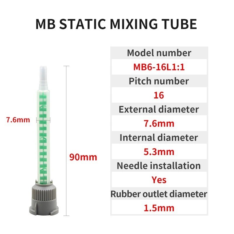 10/20/50PCS Static Mixing Nozzles MB6-16 1:1 Epoxy Adhesive Mixer Tubes