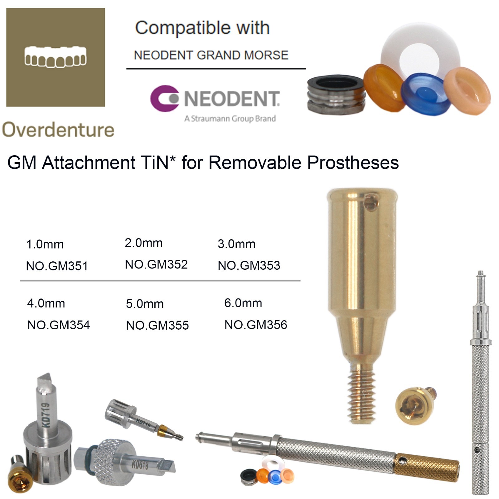 Neodent GM Overdenture Abutment GRAND MORSE connection Zest Locator Males Insert