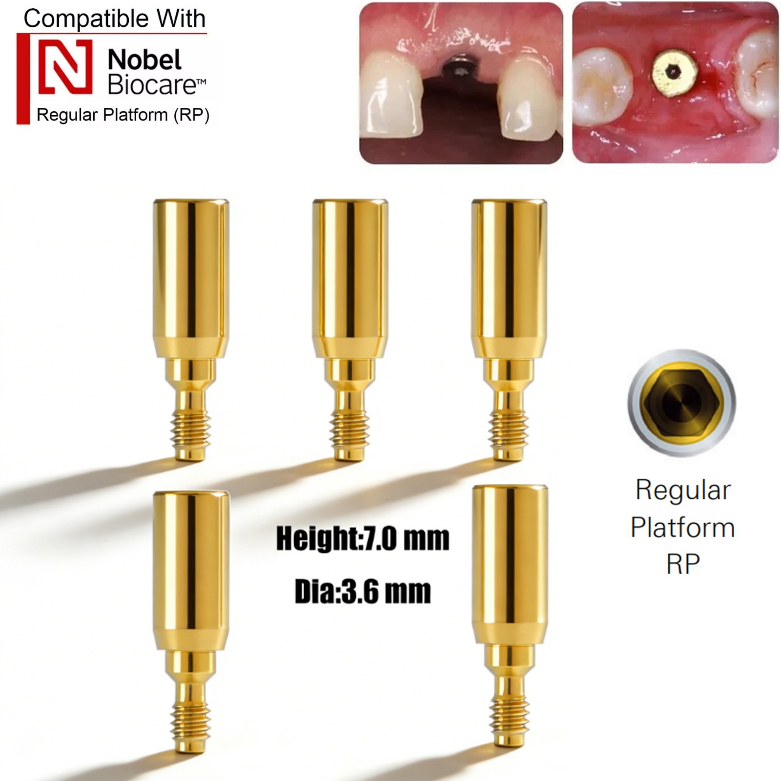 US 5Pc Dental Healing Abutment NP/RP Fit Nobel Biocare Internal Conical Titanium