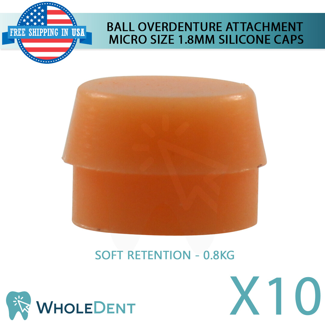 10x Soft Silicone Cap Ø1.8mm Ball Attachment Abut ment Dental Im plant