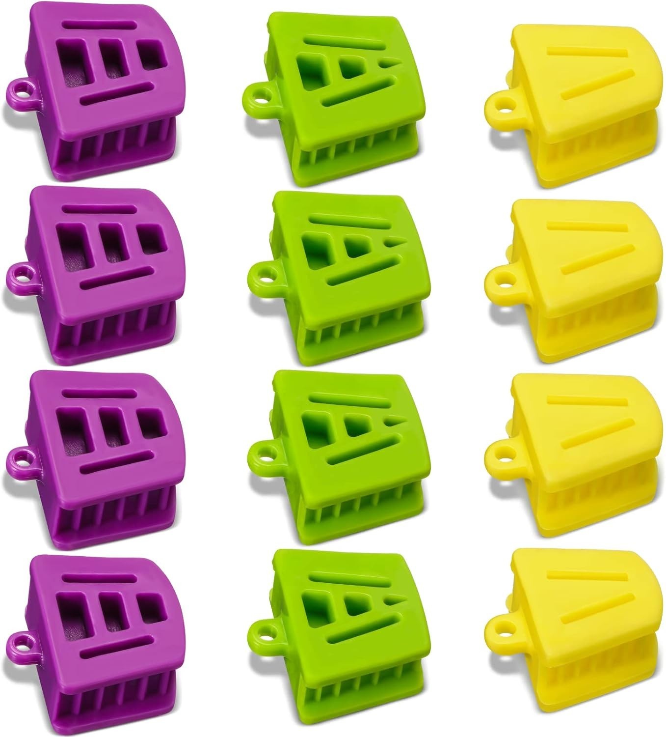 12 Pcs Color-Coded Dental Mouth Props – Silicone Blocks for Easy Size Selection