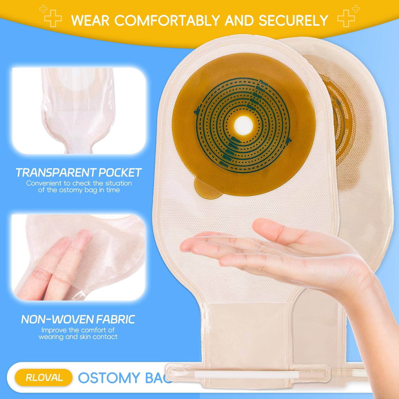 20 PCS Colostomy Bags, Ostomy Supplies, one Piece Drainable One-piece Model