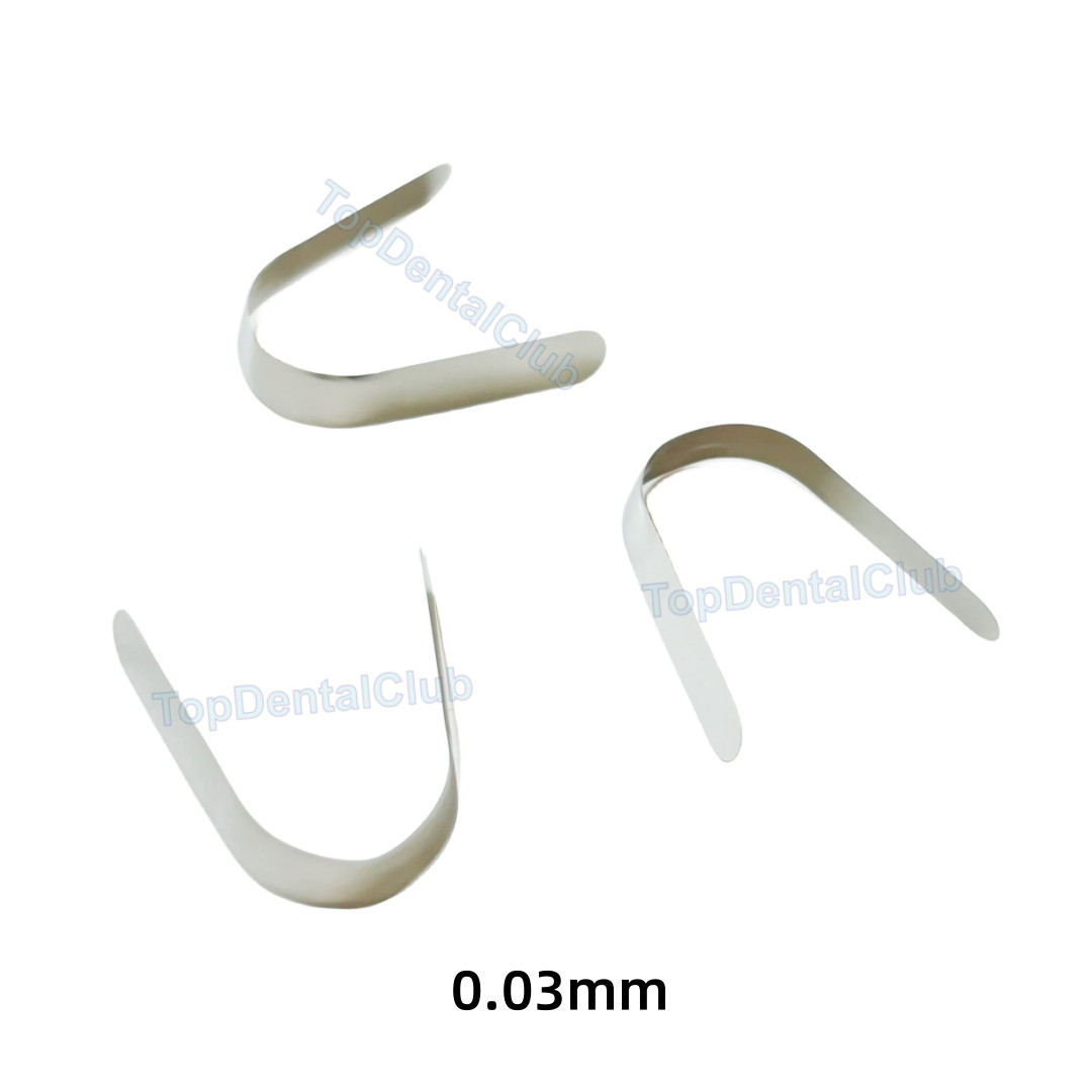 0.03mm/0.038mm Dental Tofflemire Contoured Matrices Stainless Steel Matrix Bands