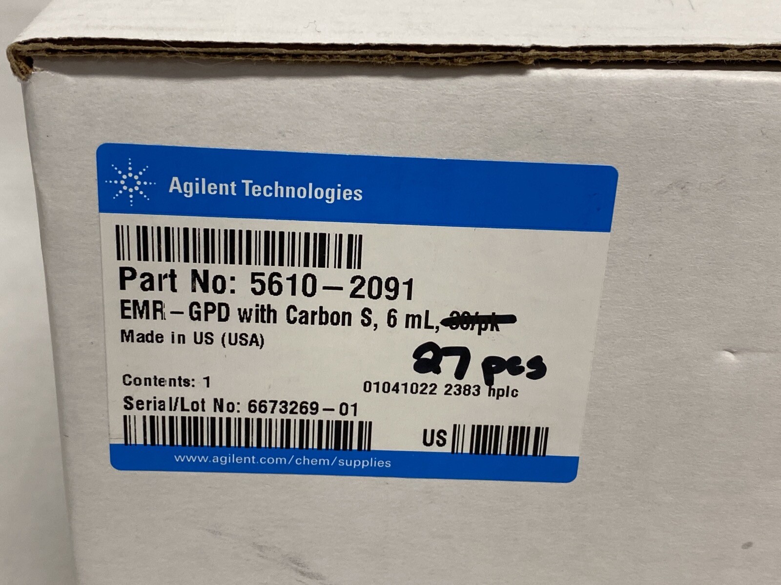 (27 Pcs) AGILENT CAPTIVA EMR-GPD 6mL Cartridges w/ Carbon S 5610-2091